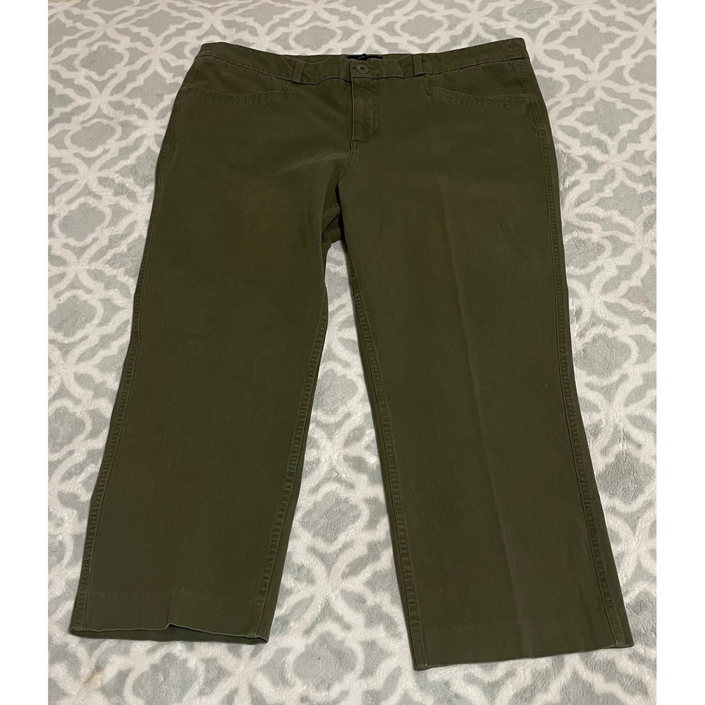 Banana Republic Olive Green Cropped Straight Leg Pants Womens Size 16 Cotton